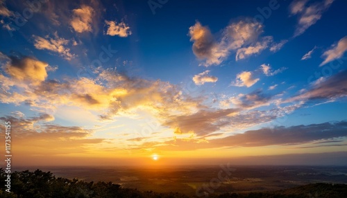 sky sunrise sundown luxury gentle gradient orange gold clouds and gold sunlight among group of blue clound sky best for the historical past take in everning twilight high definition landscape picture