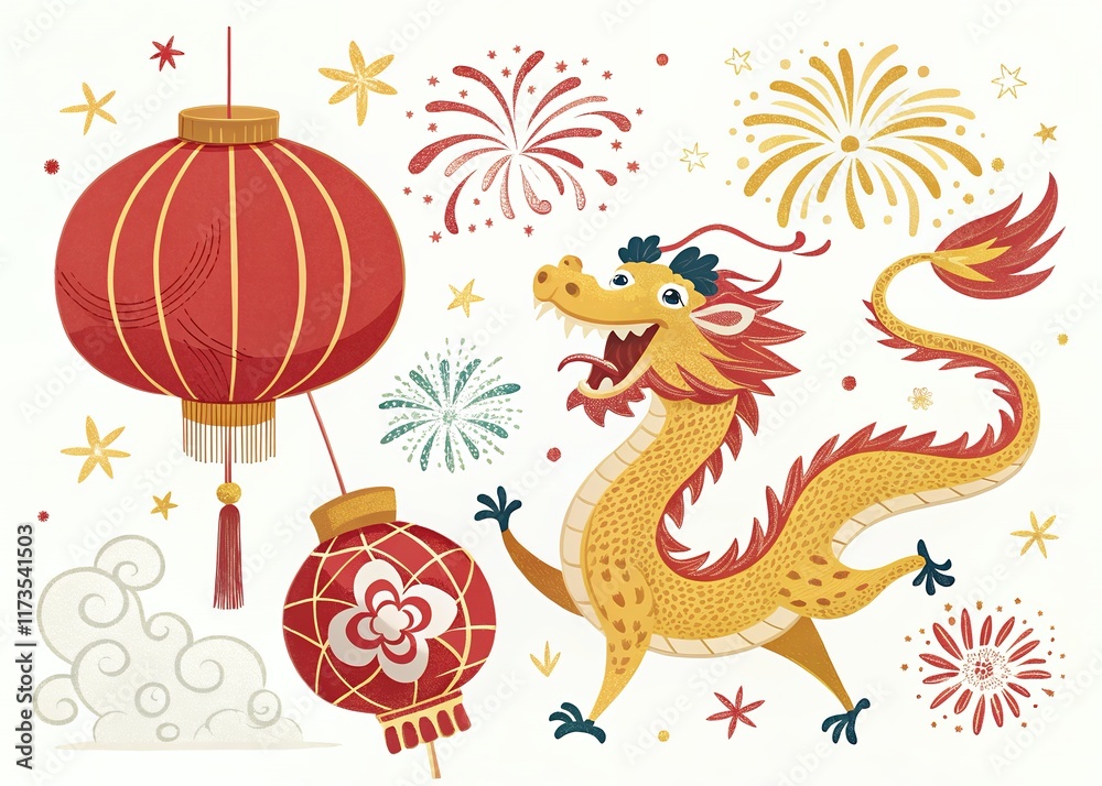 Obraz premium chinese new decoration Chinese paper lantern and red lamp isolated icons of Asian Lunar New Year holiday decoration vector