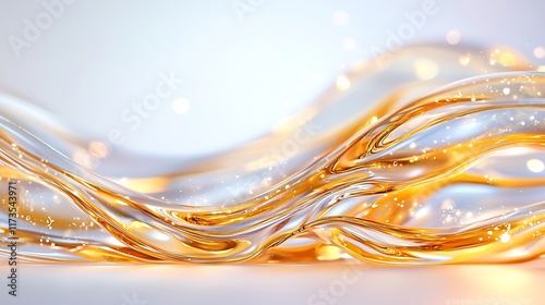 Abstract golden liquid flowing, shimmering with light.