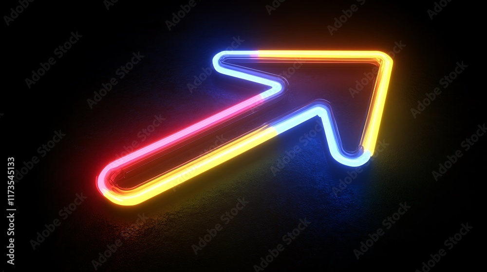 Neon Arrow Glowing Brightly In Darkness Neon Arrow Glowing Brightly In Darkness
