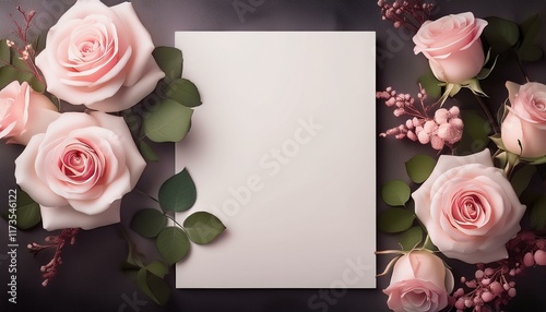 blank funeral flyer mockup elegant design features soft floral accents pale pink roses frame white paper perfect for memorial services simple elegant template for funeral home brochure suitable