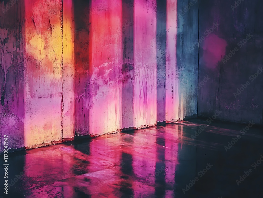 Obraz premium Abstract Glowing Lights in Vibrant Colors Cascading Against a Dark Background, Perfect for Futuristic and Festive Designs