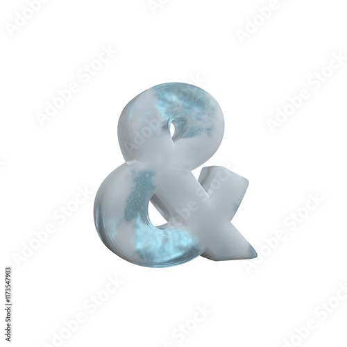 3D Render Frosty ice Symbol & And isolated on white background.