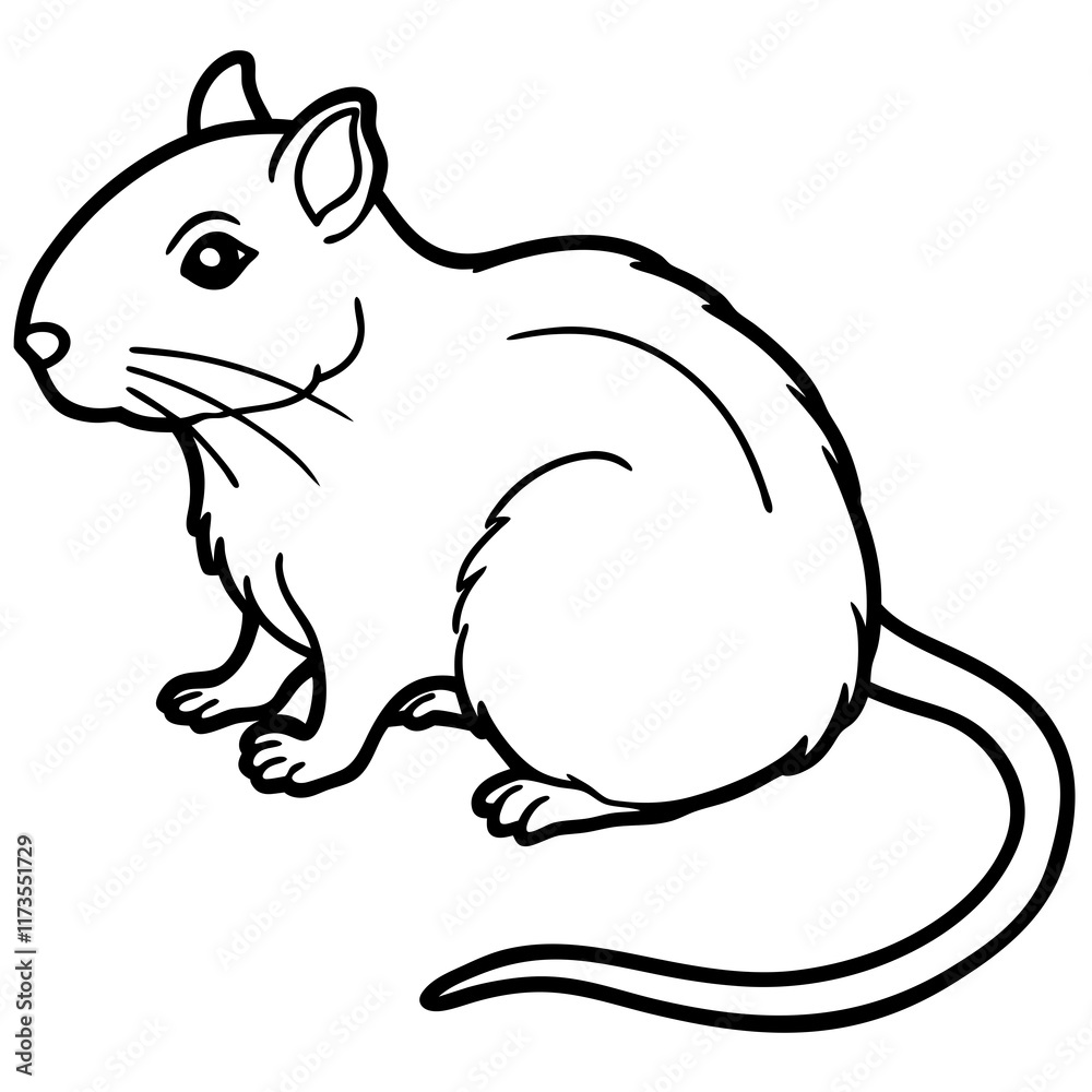 Obraz premium Cute Silhouette of a Gerbil line art vector cartoon illustration