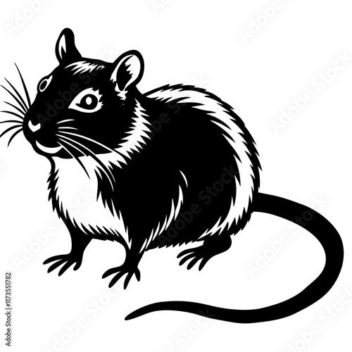 Cute Silhouette of a Gerbil line art vector cartoon illustration