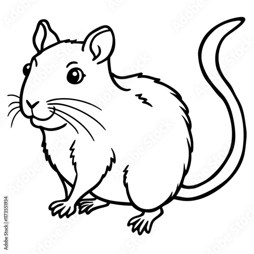 Cute Silhouette of a Gerbil line art vector cartoon illustration