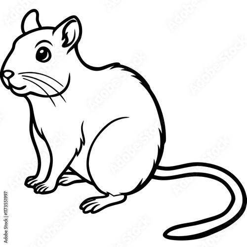 Cute Silhouette of a Gerbil line art vector cartoon illustration