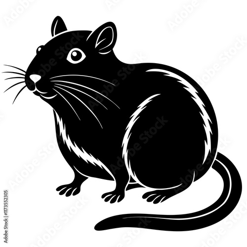 Cute Silhouette of a Gerbil line art vector cartoon illustration