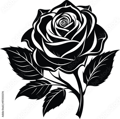 Black silhouette of rose flower vector