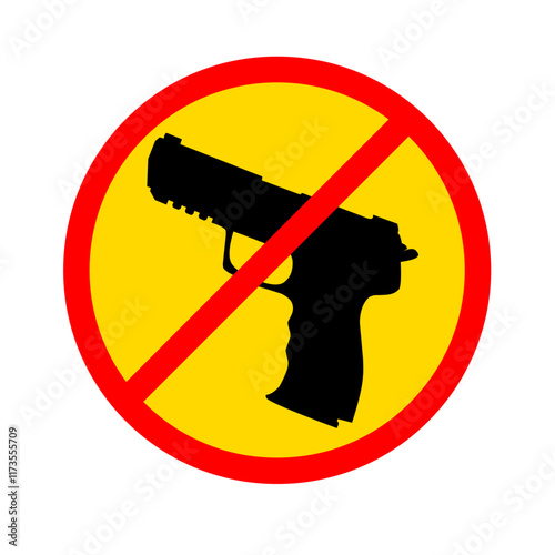 Pistol Gun Icon Vector silhouette illustration isolated on white background. Risks in conflict situations. police and military weapons. Anti-terrorism action. prohibited from being arme