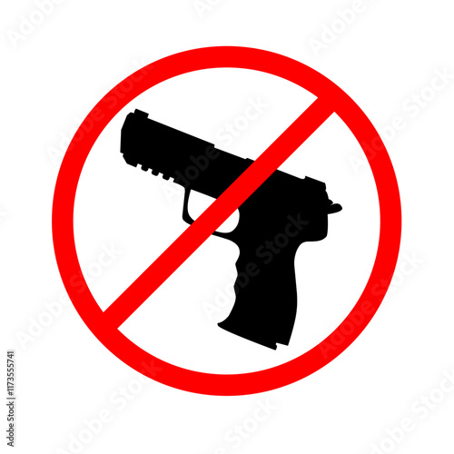 Pistol Gun Icon Vector silhouette illustration isolated on white background. Risks in conflict situations. police and military weapons. Anti-terrorism action. prohibited from being arme