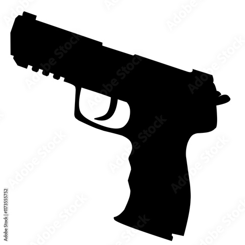 Pistol Gun Icon Vector silhouette illustration isolated on white background. Risks in conflict situations. police and military weapons. Anti-terrorism action.
