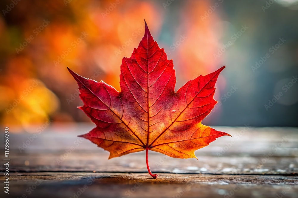 Single Red Maple Leaf Autumn Minimalist Photography - Fall Nature Background Single Red Maple Leaf Autumn Minimalist Photography - Fall Nature Background