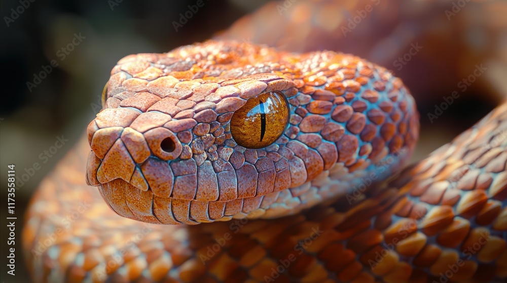 Fototapeta premium Stunning Close-Up of a Fiery Red Snake
