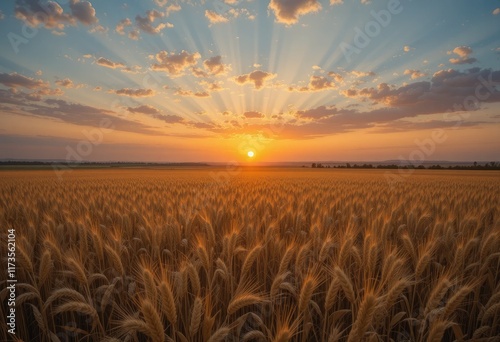 wheat field at sunset