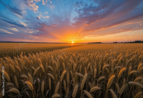 sunset over field