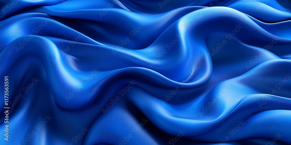 Obraz premium Blue silk waves, elegant fabric texture, background design, website header.