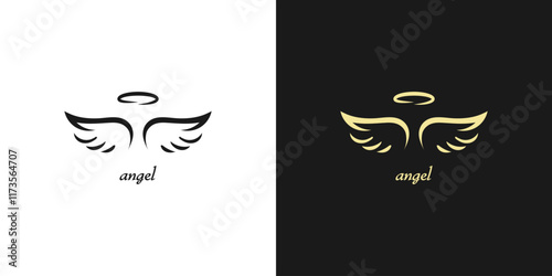 Holy wings vector icon. Filled flat sign for mobile concept and web design. Angel wings with nimbus glyph icon. Symbol, logo illustration.