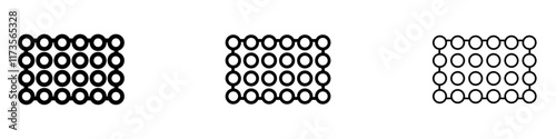 Bubble wrap icon in tree different line stroke sizes.