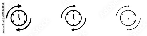 Course of time icon in tree different line stroke sizes.