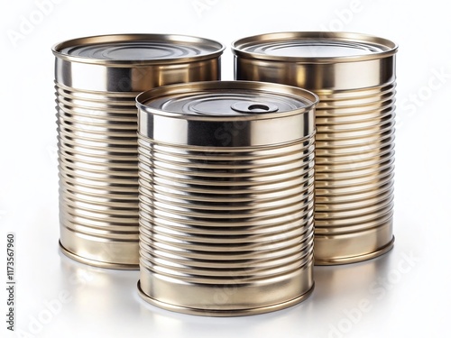 Stacked Food Cans, Canned Goods, White Background, Isolated,  Grocery