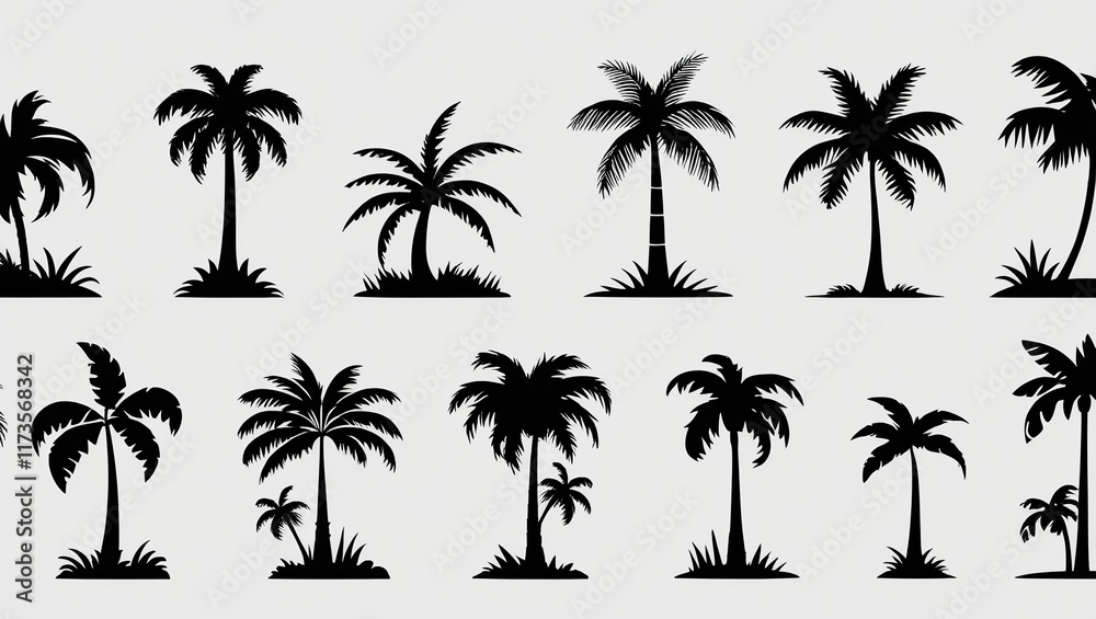 Obraz premium Sophisticated Palm Tree Silhouettes for Creative Projects