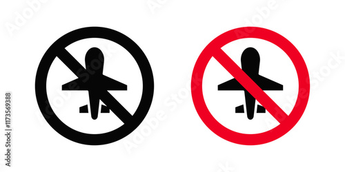 No plane signs in black and color style