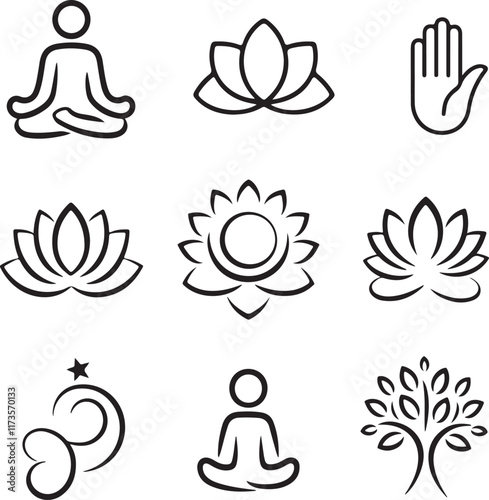 set of yoga icons