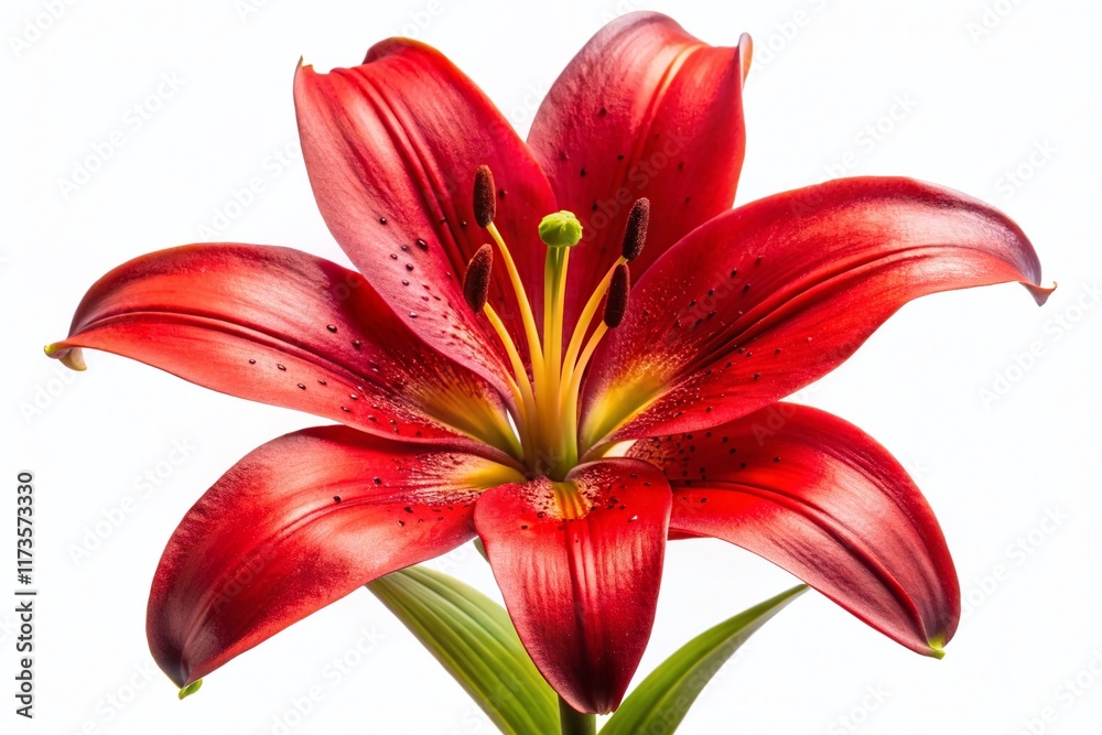 Fototapeta premium Stunning Red Lily Flower Isolated on White Background - High-Resolution Stock Photo
