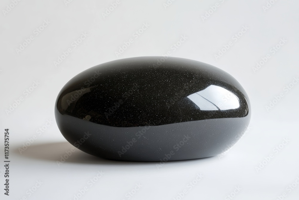 A smooth, black stone sculpture displayed against a minimalist white background, highlighting contemporary art and design. A smooth, black stone sculpture displayed against a minimalist white background, highlighting contemporary art and design.