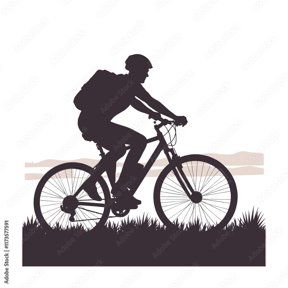 Naklejka premium Mountain bike silhouette stock illustration, bike Lover vector graphic design, Cyclist silhouettes vector illustration