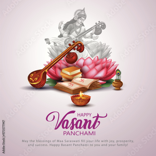 Sarasvati for happy Vasant Panchami Puja of India. abstract vector illustration design