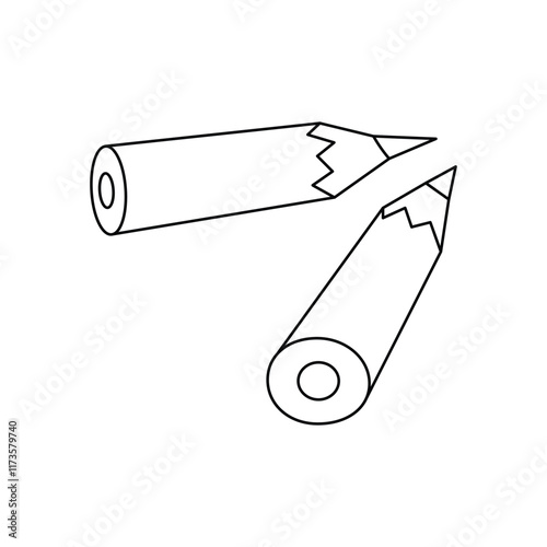 Vector black and white illustration of pencils on a white background.