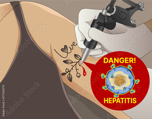 The risk of hepatitis spread. The risk of hepatitis infection. Healthcare illustration. Vector illustration.