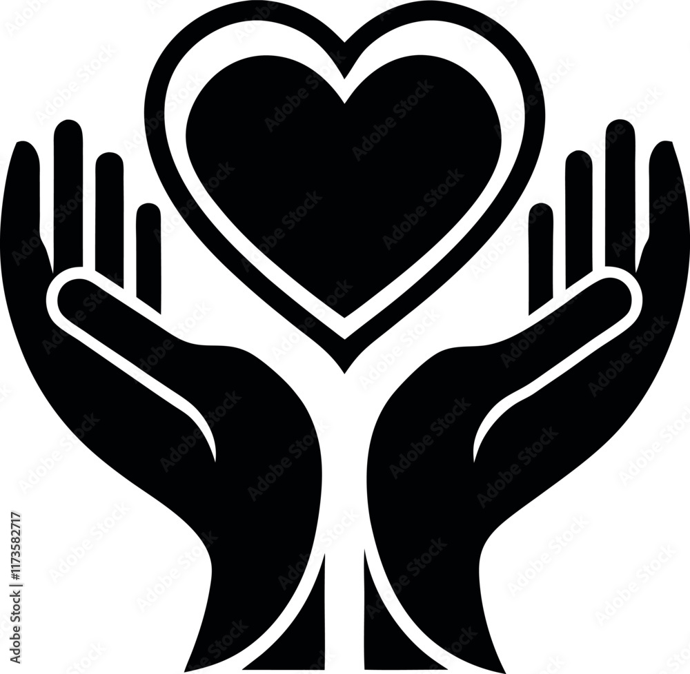 Two hands forming a heart shape silhouette in a vector illustration Two hands forming a heart shape silhouette in a vector illustration