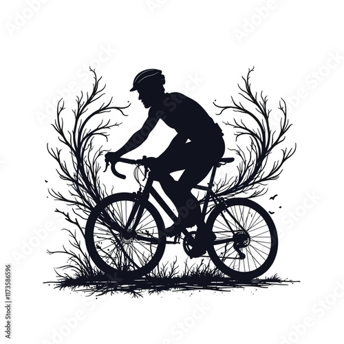 Mountain bike silhouette stock illustration, bike Lover vector graphic design, Cyclist silhouettes vector illustration