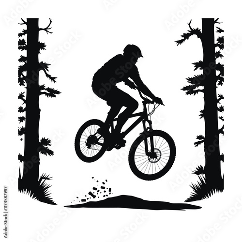 Mountain bike silhouette stock illustration, bike Lover vector graphic design, Cyclist silhouettes vector illustration
