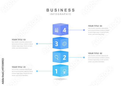 Infographic elements template, Business concept Timeline 4 steps. Cubic. Can be used for workflow layout, icons, diagram, report, web design Creative. marketing data. Vector illustration