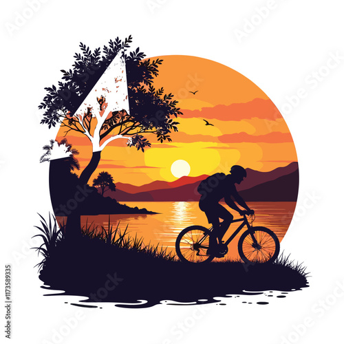 Mountain bike silhouette stock illustration, bike Lover vector graphic design, Cyclist silhouettes vector illustration