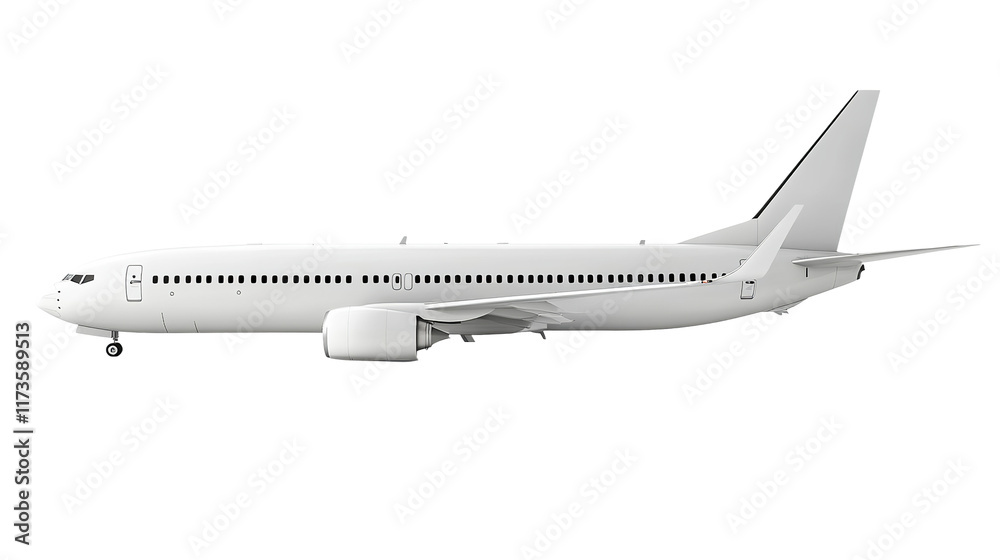 White commercial airplane in dynamic ascent isolated on white White commercial airplane in dynamic ascent isolated on white