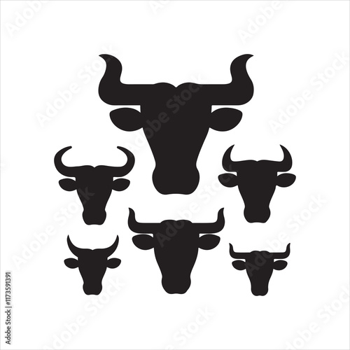 Head of a Cow (Calf), vector icon (sign, pictogram). Flat, detailed. Cows Logo Pictures. Head Of Cattle Vector Art Illustration
