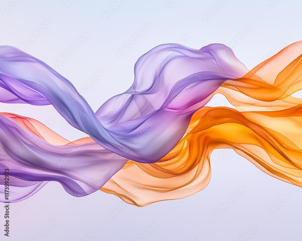 Obraz premium Abstract Purple and Orange Silk Fabric Swirling Design Elegant Flowing Textile Texture