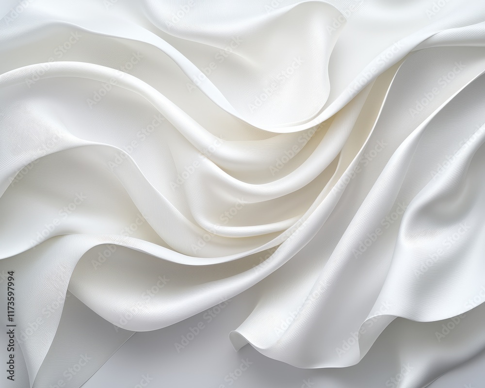 Obraz premium Luxurious White Silk Fabric Draped Texture Elegant Soft Waves Smooth Surface Background