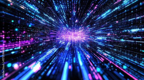 Wallpaper Mural Digital Tunnel: A Journey Through Neon Lights Torontodigital.ca