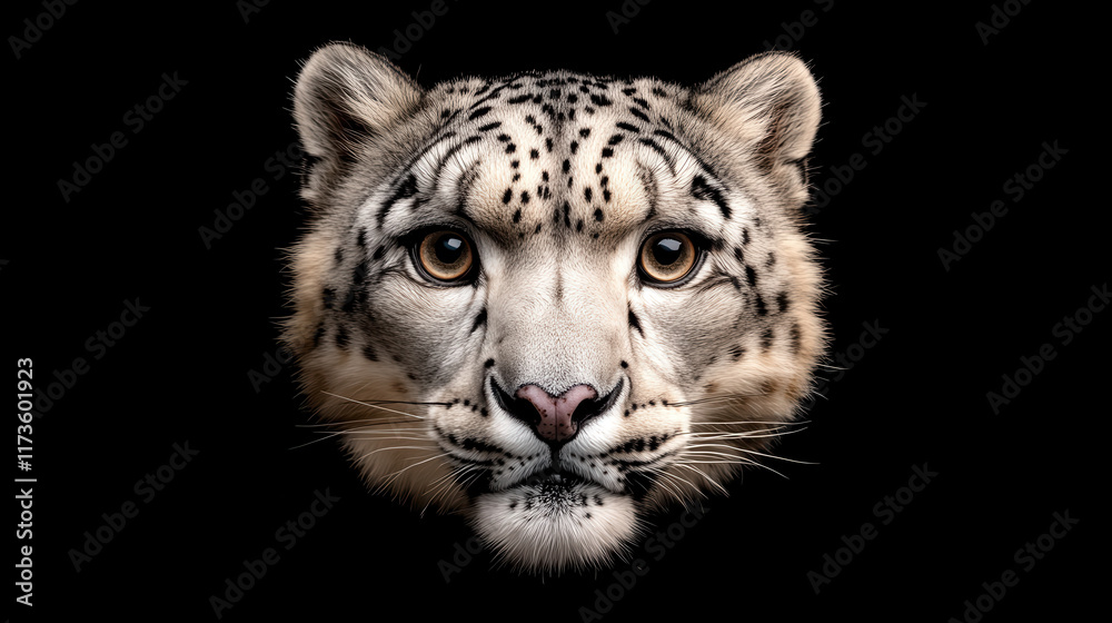 Fototapeta premium Realistic Snow Leopard Head Portrait