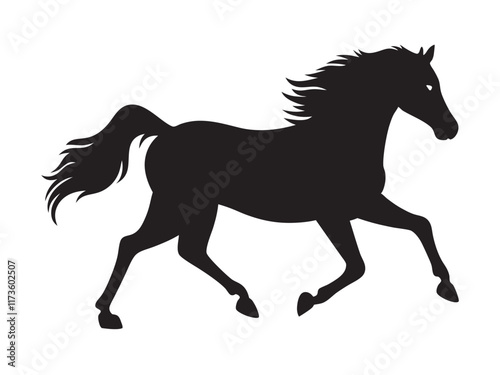 running horse silhouette. Western riding horse vector illustration, isolated on white background 