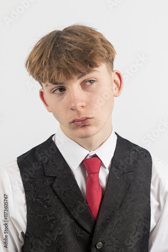 Teenage boy wearing a suit