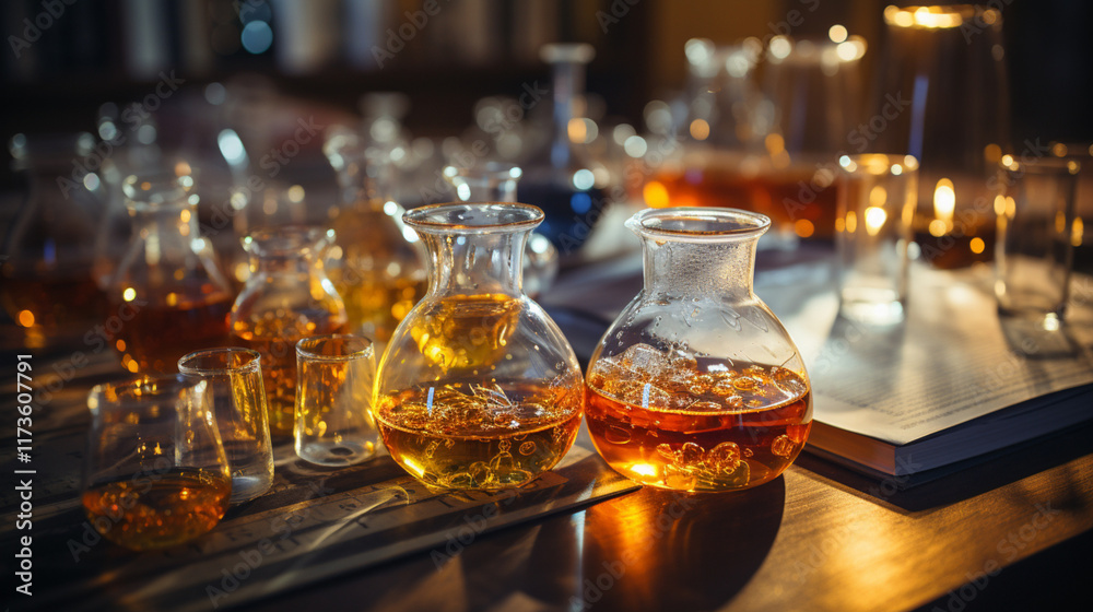 Chemical Research- A range of chemical formulas being developed in the laboratory for research into new products. Chemical Research- A range of chemical formulas being developed in the laboratory for research into new products.