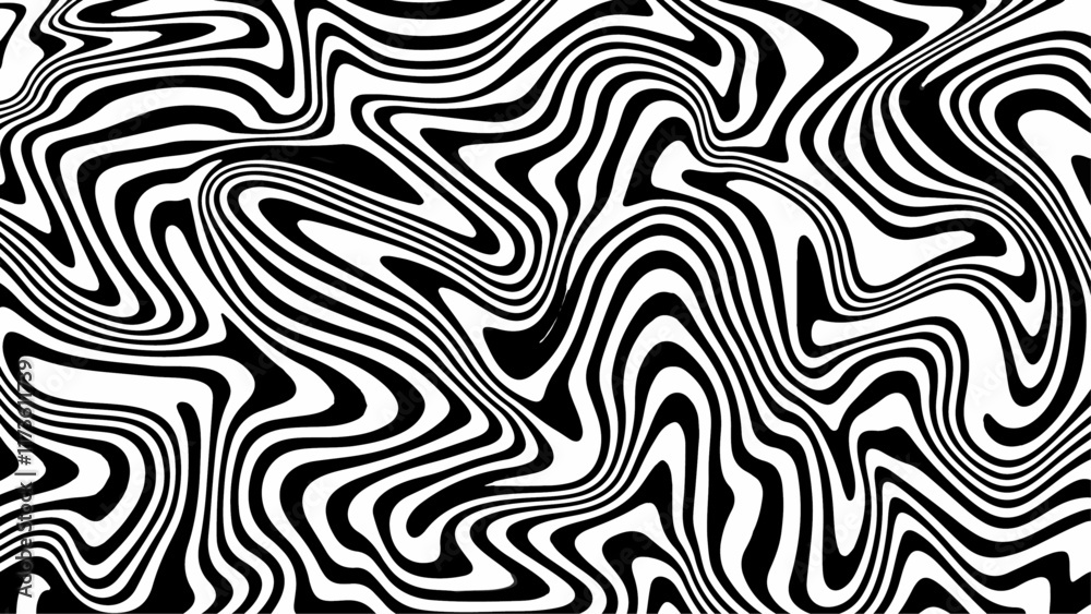 Abstract Modern pattern with black and white stripes. Psychedelic pattern. Dynamic style. Vector illustration. Abstract Modern pattern with black and white stripes. Psychedelic pattern. Dynamic style. Vector illustration.