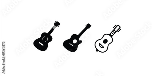 guitar vector set illustration on white background. guitar Silhouette Vector Images.